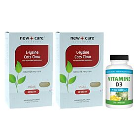 New Care L-Lysine & Cat's Claw duo-pak 2x 120 tabletten + gratis Gezonderwinkelen Vitamine D3 75mcg 200 capsules