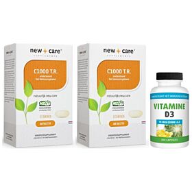 New Care New Care Vitamine C 1000mg duo-pak 2x 120 tabletten met gratis Gezonderwinkelen Vitamine D3 75mcg 200 capsules
