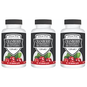 Health Food Cranberry met Berendruif en Vitamine C voordeelpak 3x 120 tabletten ( = 360 tabletten)